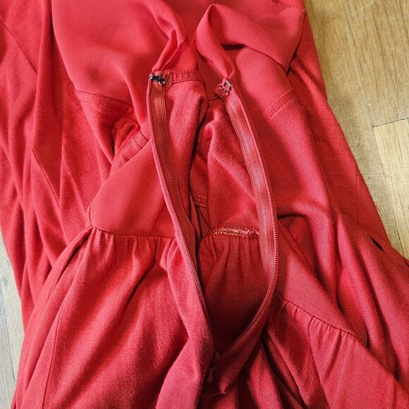 Banana Republic Dress Size 10 Orange Sheer Short Sleeve Wrap Fit Flare Midi Fall - Picture 9 of 9